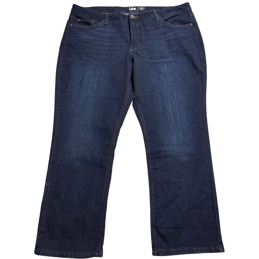 NWOT Lee Jeans Regular Fit Straight Mid Rise Womens Plus Size 20P Stretch Blue